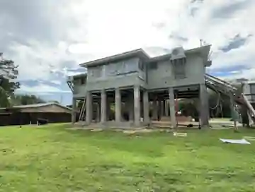 An elevated porch under construction